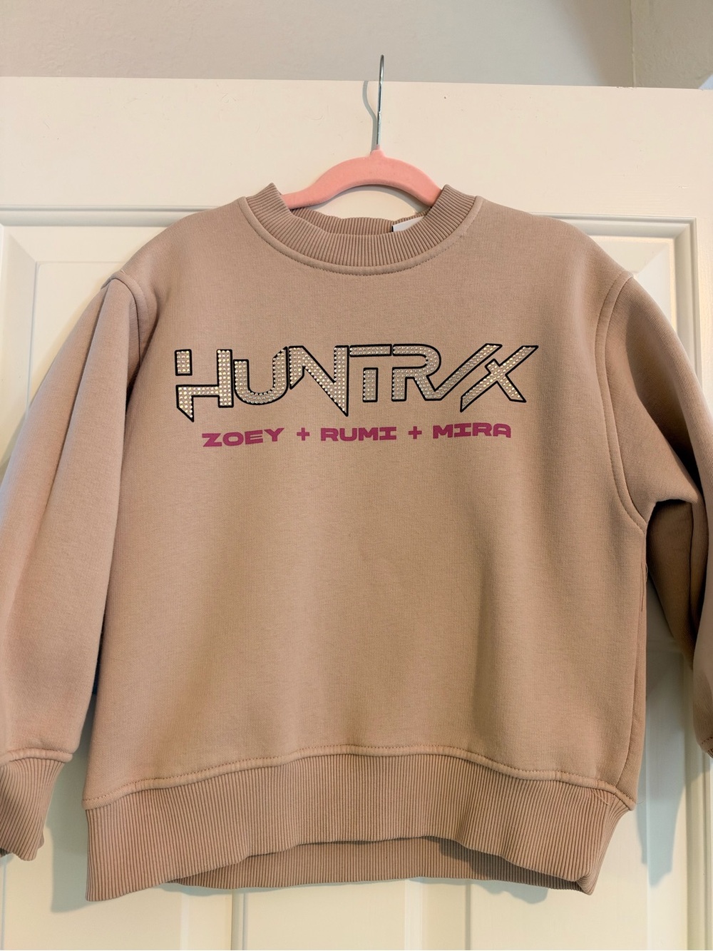 Zara Girls Beige Crewneck Sweatshirt with Graphic Logo